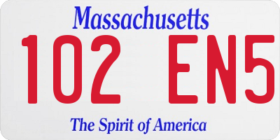 MA license plate 102EN5