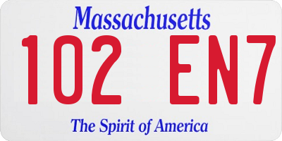 MA license plate 102EN7