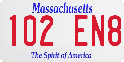 MA license plate 102EN8