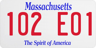 MA license plate 102EO1