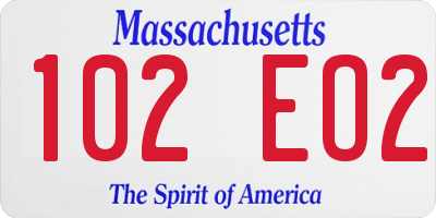 MA license plate 102EO2