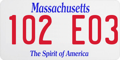 MA license plate 102EO3