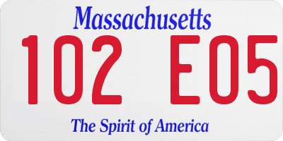 MA license plate 102EO5