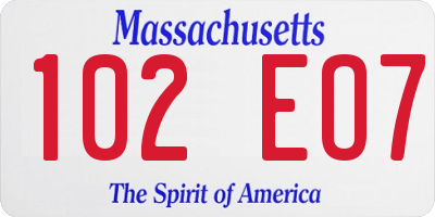 MA license plate 102EO7