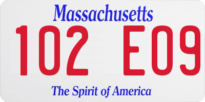 MA license plate 102EO9