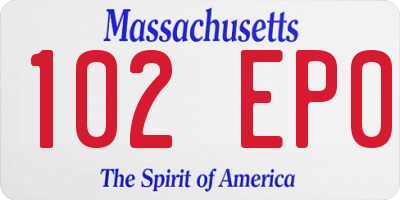 MA license plate 102EP0