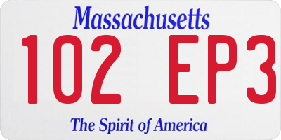 MA license plate 102EP3