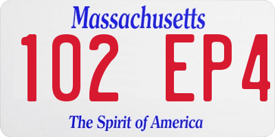 MA license plate 102EP4