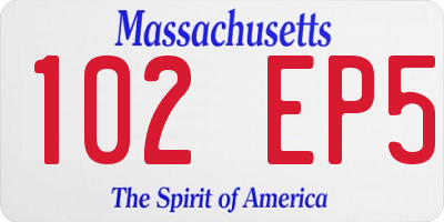 MA license plate 102EP5