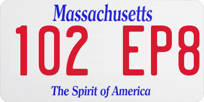 MA license plate 102EP8