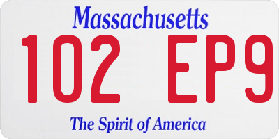 MA license plate 102EP9