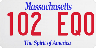 MA license plate 102EQ0