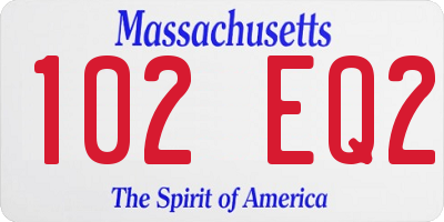 MA license plate 102EQ2