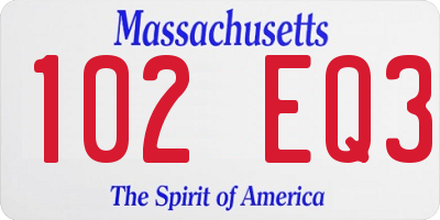 MA license plate 102EQ3