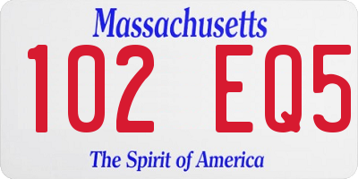 MA license plate 102EQ5