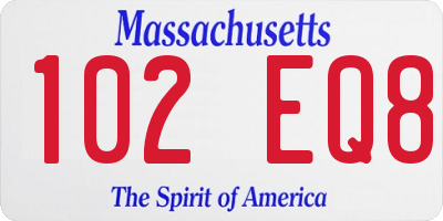 MA license plate 102EQ8