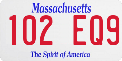 MA license plate 102EQ9