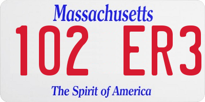 MA license plate 102ER3