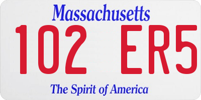 MA license plate 102ER5