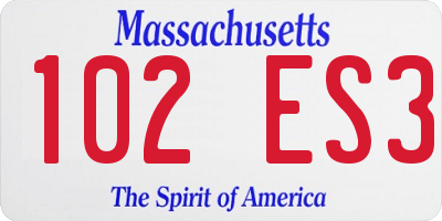 MA license plate 102ES3