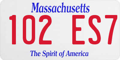 MA license plate 102ES7