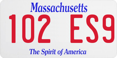 MA license plate 102ES9