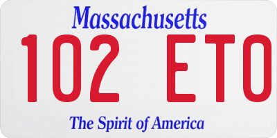 MA license plate 102ET0