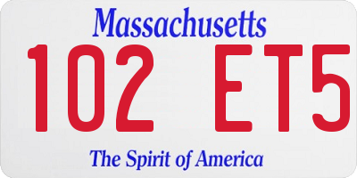 MA license plate 102ET5