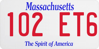 MA license plate 102ET6