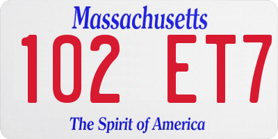 MA license plate 102ET7