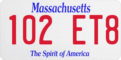 MA license plate 102ET8