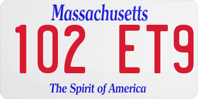 MA license plate 102ET9