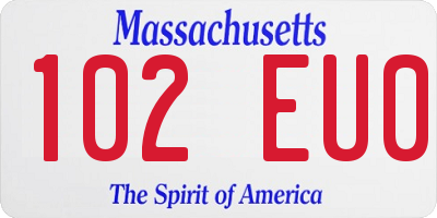 MA license plate 102EU0