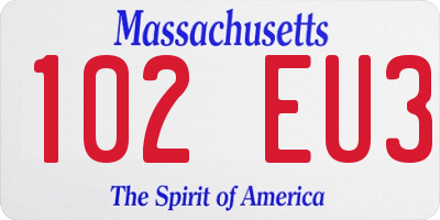 MA license plate 102EU3