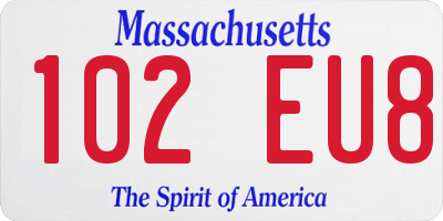 MA license plate 102EU8