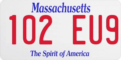 MA license plate 102EU9