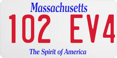 MA license plate 102EV4