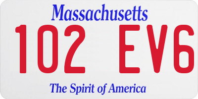 MA license plate 102EV6