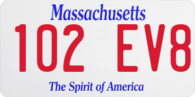 MA license plate 102EV8