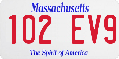 MA license plate 102EV9