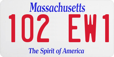 MA license plate 102EW1