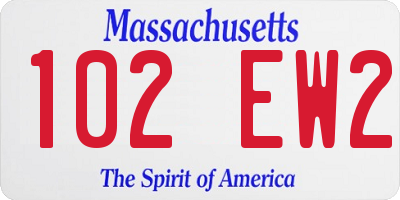 MA license plate 102EW2