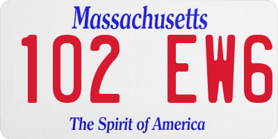 MA license plate 102EW6