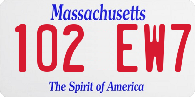 MA license plate 102EW7