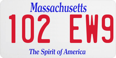 MA license plate 102EW9