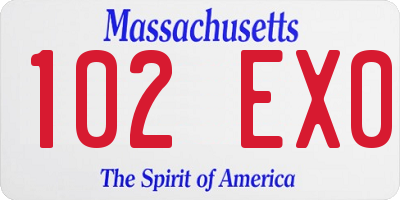 MA license plate 102EX0