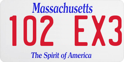 MA license plate 102EX3