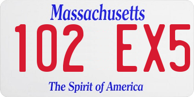 MA license plate 102EX5