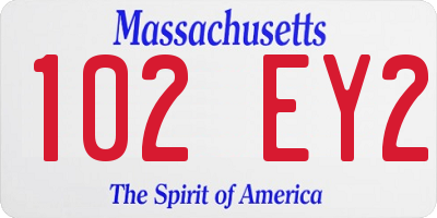 MA license plate 102EY2