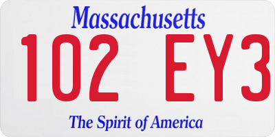 MA license plate 102EY3